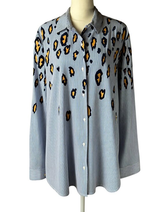 Scotch & Soda Tops - Scotch & Soda Magical Altitudes Leopard Pinstripe Button Down Shirt L